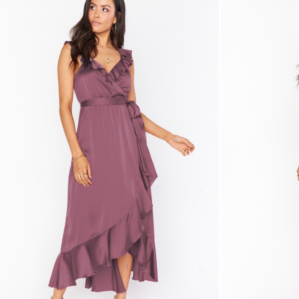 Show Me Your MuMu Mauve High-Low Ruffle Wrap Dress